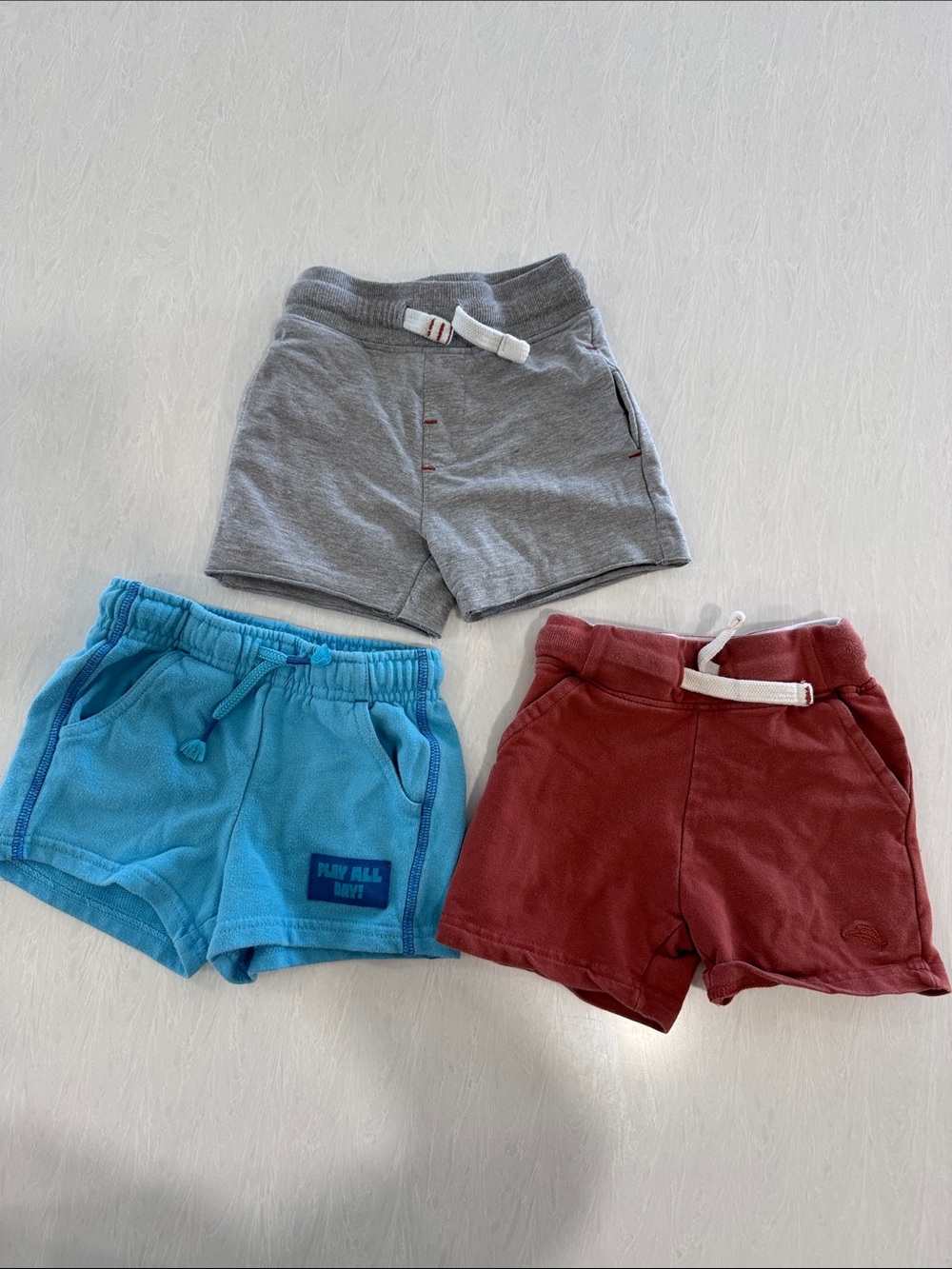 Tommy Bahama & Cat & Jack set of 3 Kids Shorts - Gray, Blue & Red Trio 18 months